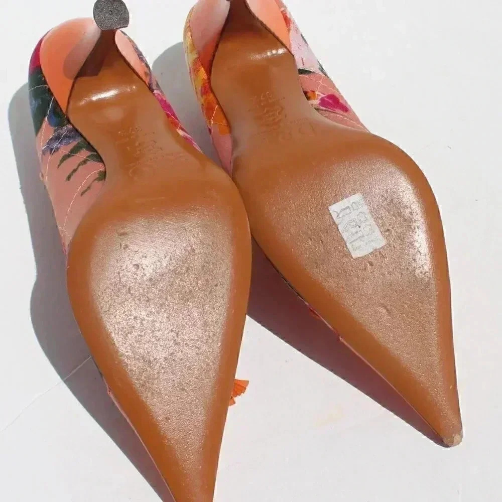 Dolce & Gabbana D&G Orange Flora Tropical Scarpa Womens High Heels Pumps Sz 6.5 - Picture 9 of 10